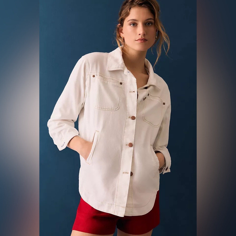 Anthropologie Pilcro Cotton White Shirt Jacket